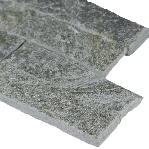 Msi Sage Green Splitface Ledger Corner  6 in.  X 18 in.  Natural Quartzite Wall Tile, 6PK - ZOR-PNL-0127