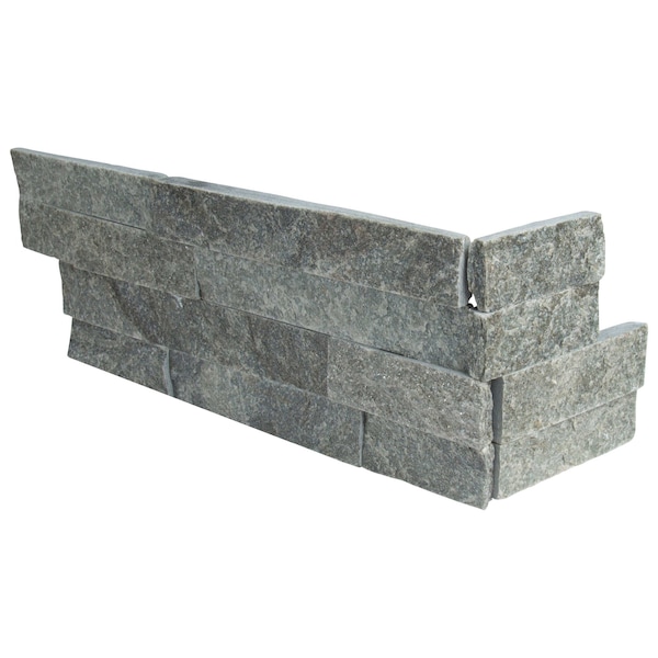 Msi Sage Green Splitface Ledger Corner  6 in.  X 18 in.  Natural Quartzite Wall Tile, 6PK - ZOR-PNL-0127