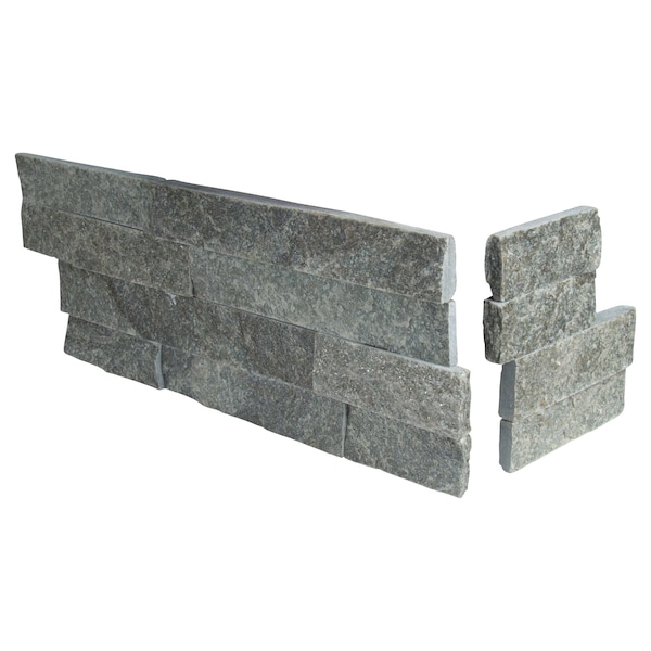Msi Sage Green Splitface Ledger Corner  6 in.  X 18 in.  Natural Quartzite Wall Tile, 6PK - ZOR-PNL-0127