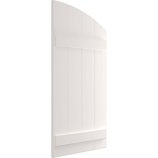 Ekena Millwork True Fit PVC, Four Board Elliptical Top Joined Board-n-Batten Shutters, Unfinished, 21 1/2W x 74H, PR - TFP101BE21X074UN