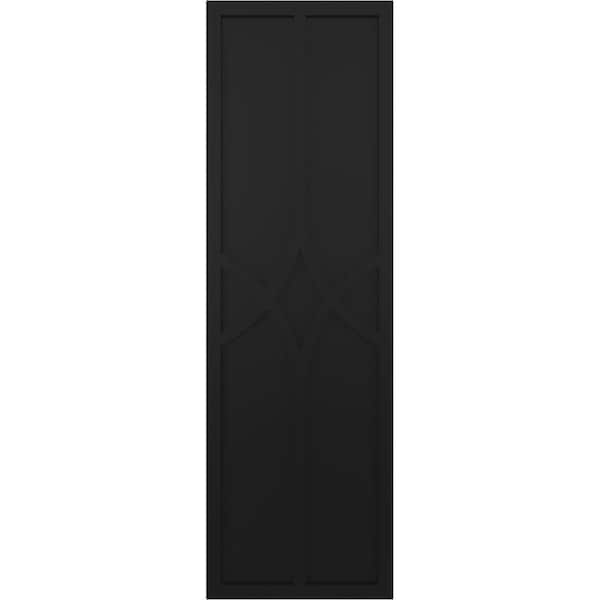 Ekena Millwork True Fit PVC Cedar Park Fixed Mount Shutters, Black, 15W x 36H, PR - TFP001CP15X036BL