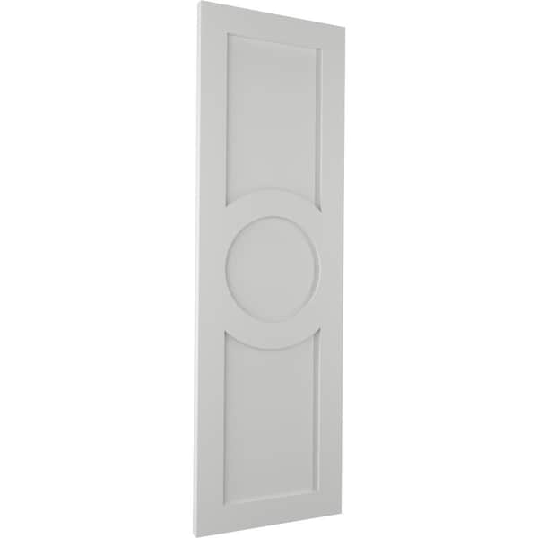 Ekena Millwork True Fit PVC Center Circle Arts & Crafts Fixed Mount Shutters, Hailstorm Gray, 18W x 71H, PR - TFP001AC18X071ST