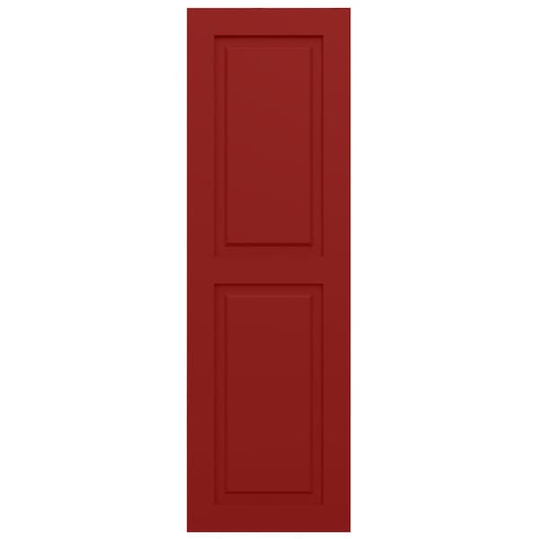 Ekena Millwork True Fit PVC Two Equal Raised Panel Shutters, Fire Red, 12W x 66H, PR - TFP101RPF12X066BR