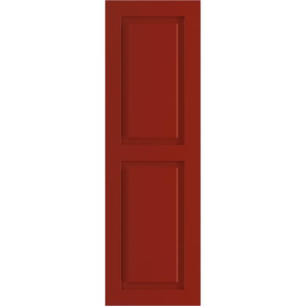 Ekena Millwork True Fit PVC Two Equal Raised Panel Shutters, Fire Red, 12W x 66H, PR - TFP101RPF12X066BR