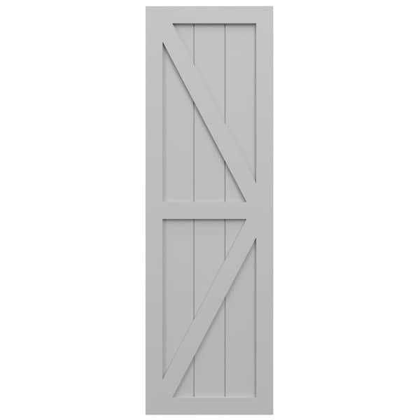 Ekena Millwork True Fit PVC Two Equal Panel Farmhouse Fixed Mount Shutters w/ Z-Bar, Primed , 18"W x 29"H - TFP102FH18X029PR