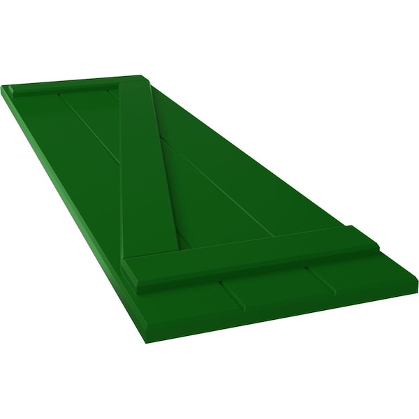 Ekena Millwork True Fit PVC Three Board Joined Board-n-Batten Shutters w/Z-Bar, Viridian Green , 16 1/8W x 78H, PR - TFP102BBF16X078HG