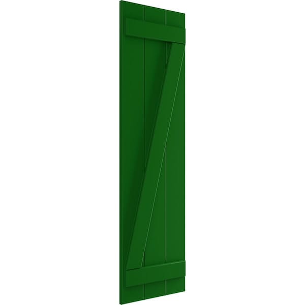 Ekena Millwork True Fit PVC Three Board Joined Board-n-Batten Shutters w/Z-Bar, Viridian Green , 16 1/8W x 78H, PR - TFP102BBF16X078HG