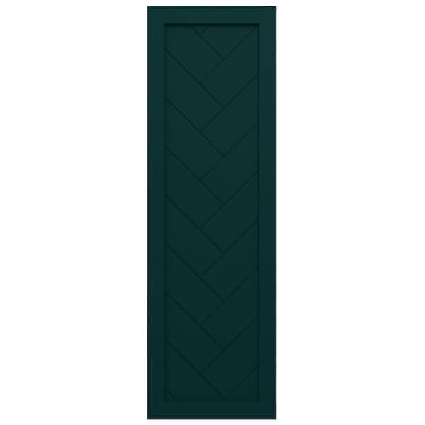 Ekena Millwork True Fit PVC Single Panel Herringbone Modern Style Fixed Mount Shutters, Thermal Green, 15W x 60H, PR - TFP001HB15X060FG