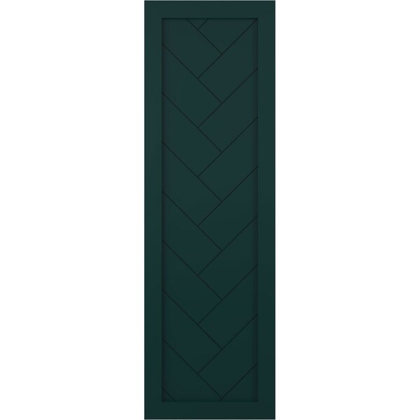 Ekena Millwork True Fit PVC Single Panel Herringbone Modern Style Fixed Mount Shutters, Thermal Green, 15W x 60H, PR - TFP001HB15X060FG