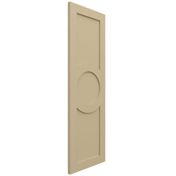 Ekena Millwork True Fit PVC Center Circle Arts & Crafts Fixed Mount Shutters, Natural Twine, 18W x 44H, PR - TFP001AC18X044NT