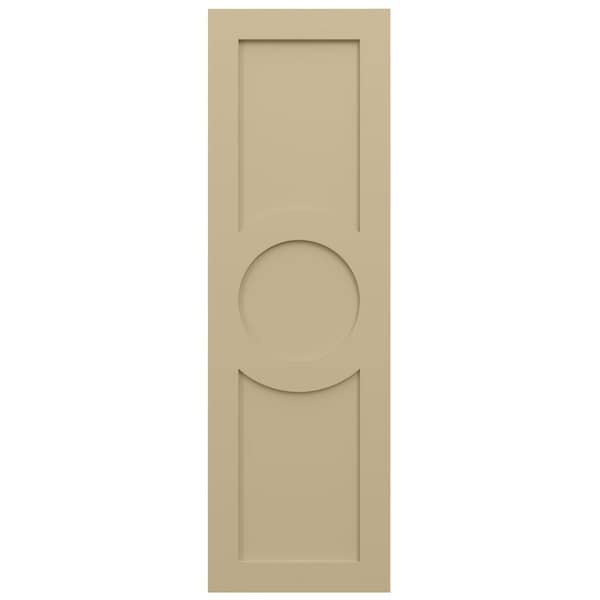 Ekena Millwork True Fit PVC Center Circle Arts & Crafts Fixed Mount Shutters, Natural Twine, 18W x 44H, PR - TFP001AC18X044NT