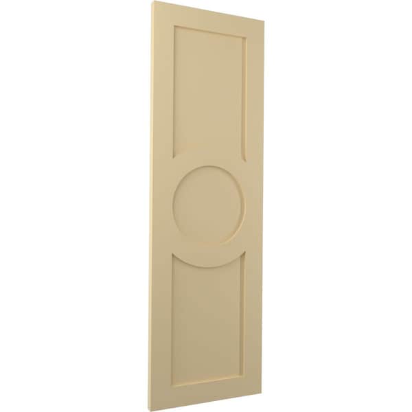 Ekena Millwork True Fit PVC Center Circle Arts & Crafts Fixed Mount Shutters, Natural Twine, 18W x 44H, PR - TFP001AC18X044NT
