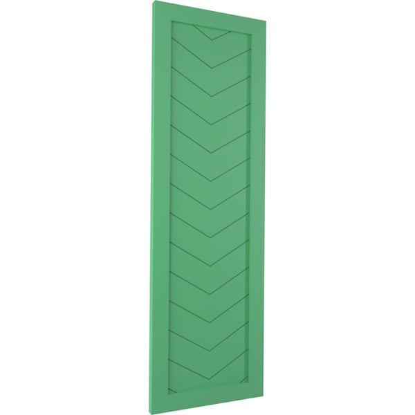 Ekena Millwork True Fit PVC Single Panel Chevron Modern Style Fixed Mount Shutters, Lilly Pads, 15W x 65H, PR - TFP001CV15X065LP