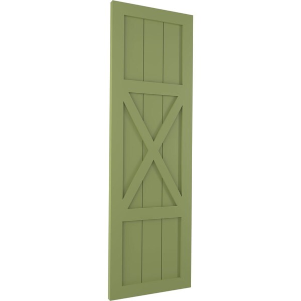Ekena Millwork True Fit PVC Center X-Board Farmhouse Fixed Mount Shutters, Moss Green , 15W x 50H, PR - TFP107FH15X050MG