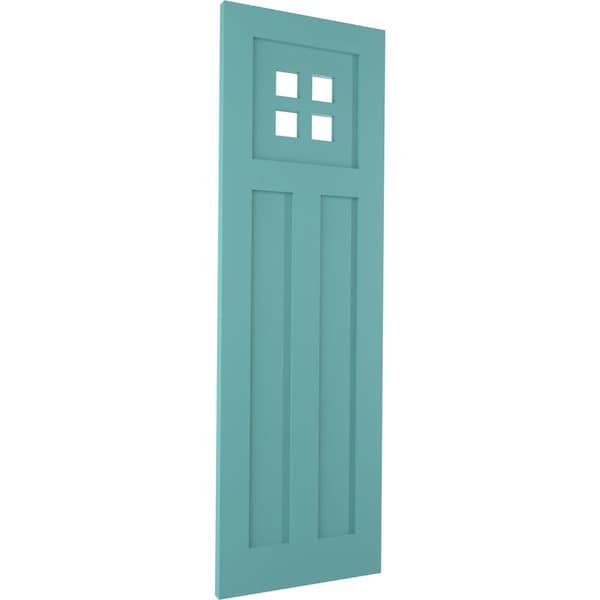 Ekena Millwork True Fit PVC San Antonio Mission Style Fixed Mount Shutters, Pure Turquoise, 18W x 72H, PR - TFP001ST18X072PT