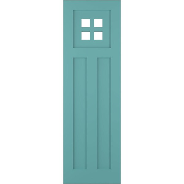 Ekena Millwork True Fit PVC San Antonio Mission Style Fixed Mount Shutters, Pure Turquoise, 18W x 72H, PR - TFP001ST18X072PT