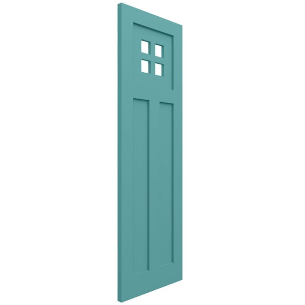 Ekena Millwork True Fit PVC San Antonio Mission Style Fixed Mount Shutters, Pure Turquoise, 18W x 72H, PR - TFP001ST18X072PT