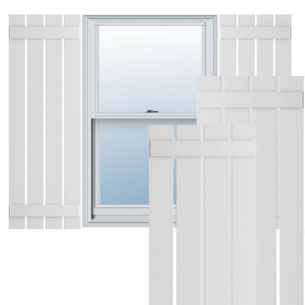Ekena Millwork True Fit PVC Four Board Spaced Board-n-Batten Shutters, White , 23W x 64H, PR - TFP101SBF23X064WH