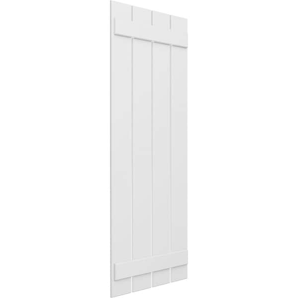 Ekena Millwork True Fit PVC Four Board Spaced Board-n-Batten Shutters, White , 23W x 64H, PR - TFP101SBF23X064WH