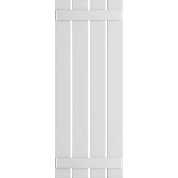 Ekena Millwork True Fit PVC Four Board Spaced Board-n-Batten Shutters, White , 23W x 64H, PR - TFP101SBF23X064WH