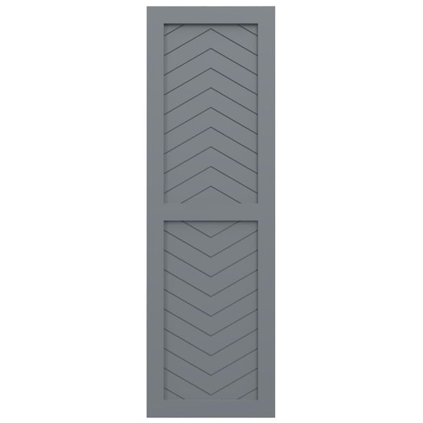 Ekena Millwork True Fit PVC Two Panel Chevron Modern Style Fixed Mount Shutters, Ocean Swell, 12W x 44H, PR - TFP101CV12X044CH