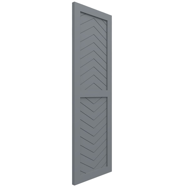 Ekena Millwork True Fit PVC Two Panel Chevron Modern Style Fixed Mount Shutters, Ocean Swell, 12W x 44H, PR - TFP101CV12X044CH