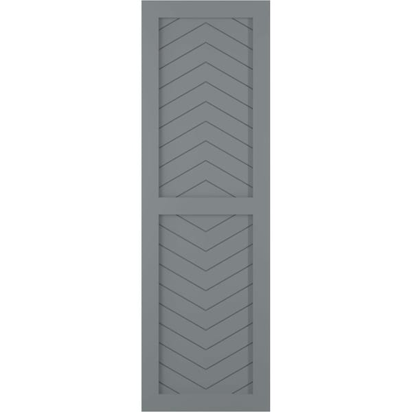 Ekena Millwork True Fit PVC Two Panel Chevron Modern Style Fixed Mount Shutters, Ocean Swell, 12W x 44H, PR - TFP101CV12X044CH