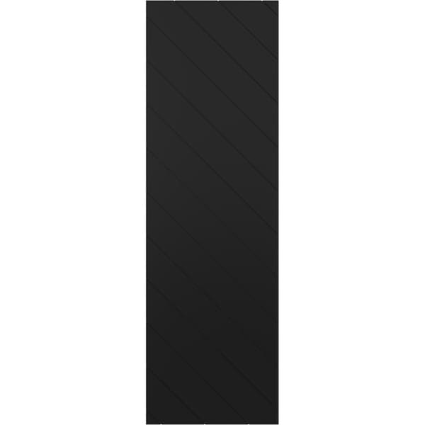 Ekena Millwork 12W x 66H True Fit PVC Diagonal Slat Modern Style Fixed Mount Shutters, Black, PR - TFP001DG12X066BL