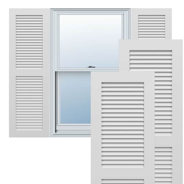 Ekena Millwork True Fit PVC Two Equal Louver Shutters, White, 15W x 55H, PR - TFP101LVF15X055WH