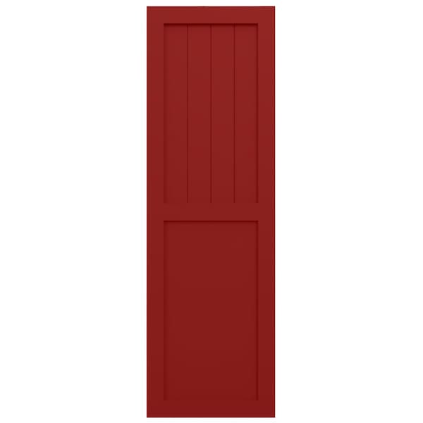 Ekena Millwork True Fit PVC Farmhouse/Flat Panel Combination Fixed Mount Shutters, Fire Red, 12W x 78H, PR - TFP101FC12X078BR