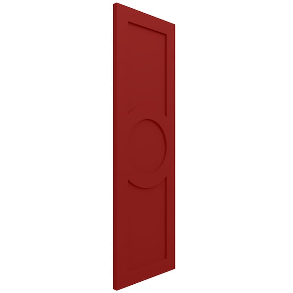 Ekena Millwork True Fit PVC Center Circle Arts & Crafts Fixed Mount Shutters, Fire Red, 18W x 46H, PR - TFP001AC18X046BR