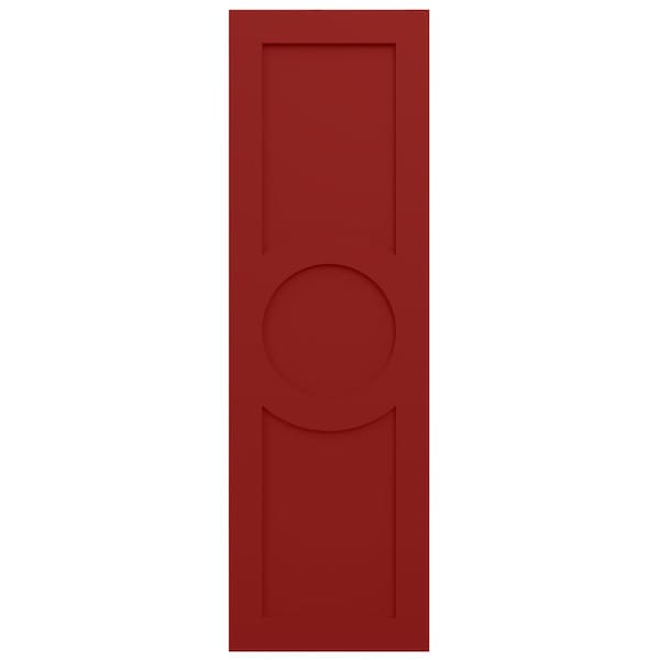Ekena Millwork True Fit PVC Center Circle Arts & Crafts Fixed Mount Shutters, Fire Red, 18W x 46H, PR - TFP001AC18X046BR