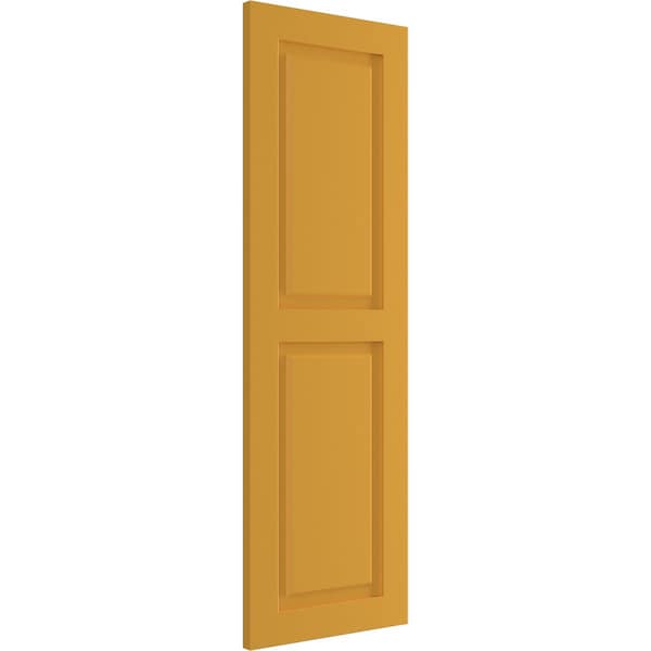Ekena Millwork True Fit PVC, Two Equal Raised Panel Shutters, Turmeric, 15W x 31H, PR - TFP101RPF15X031TU