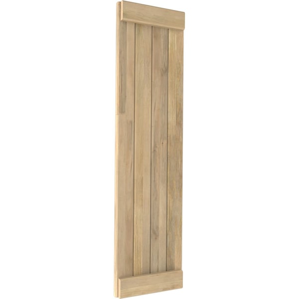 Ekena Millwork Americraft 4-Board Exterior Wood Joined Board-n-Batten Shutters w/ End Batten, ARW103BB414X43UNH, PR - ARW103BB414X43UNH