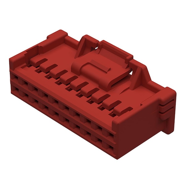 Conector de placa Molex, 20 contactos, 2 hileras, paso de 0.079 pulgadas, bloqueo, aislante rojo, receptáculo - 5016462002.