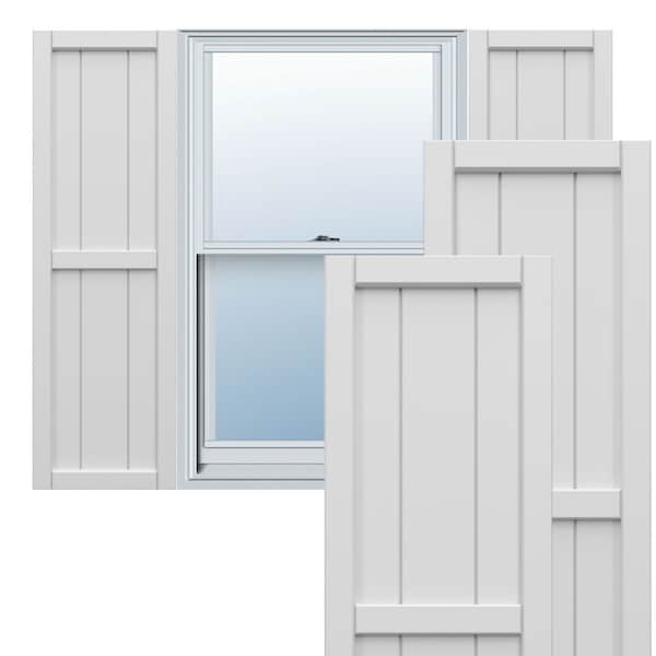 Ekena Millwork True Fit PVC, Three Board Framed Board-n-Batten Shutters, White, 16 1/8W x 71H, PR - TFP101BF16X071WH