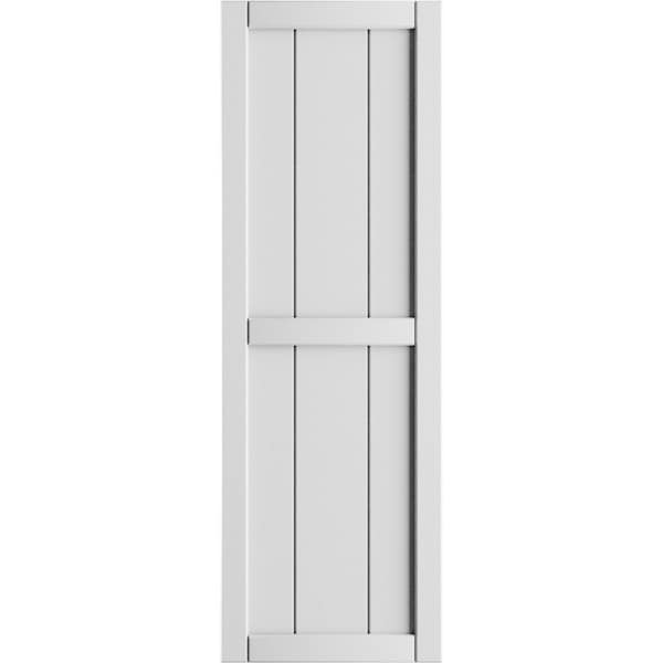 Ekena Millwork True Fit PVC, Three Board Framed Board-n-Batten Shutters, White, 16 1/8W x 71H, PR - TFP101BF16X071WH