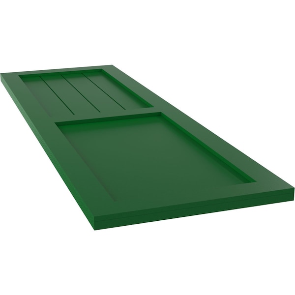Ekena Millwork True Fit PVC Farmhouse/Flat Panel Combination Fixed Mount Shutters, Viridian Green, 18W x 55H, PR - TFP101FC18X055HG