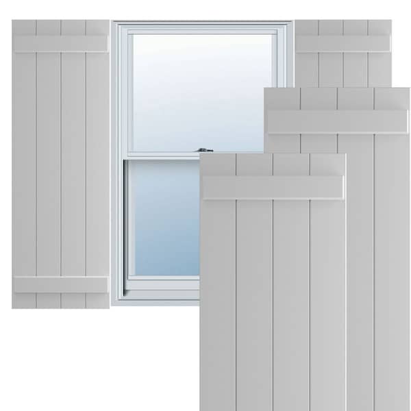 Ekena Millwork True Fit PVC Four Board Joined Board-n-Batten Shutters, Primed, 21 1/2"W x 64"H - TFP101BBF21X064PR