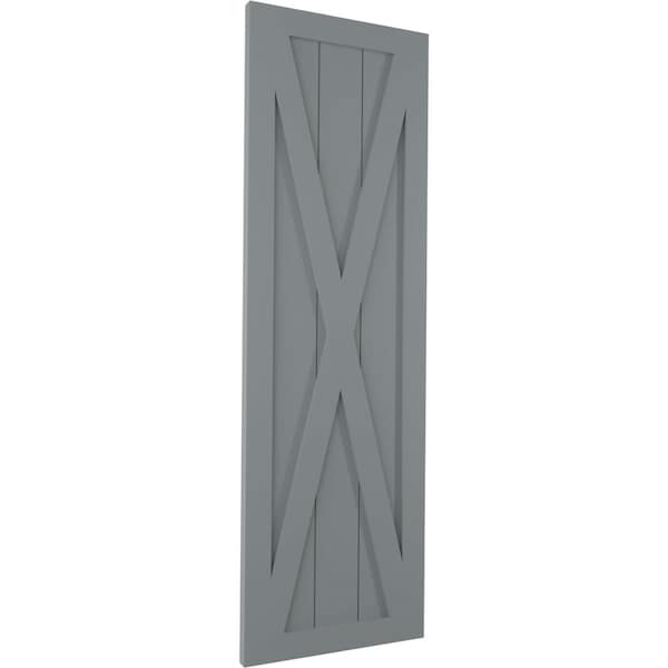 Ekena Millwork True Fit PVC Single X-Board Farmhouse Fixed Mount Shutters, Ocean Swell, 18W x 43H, PR - TFP001FH18X043CH