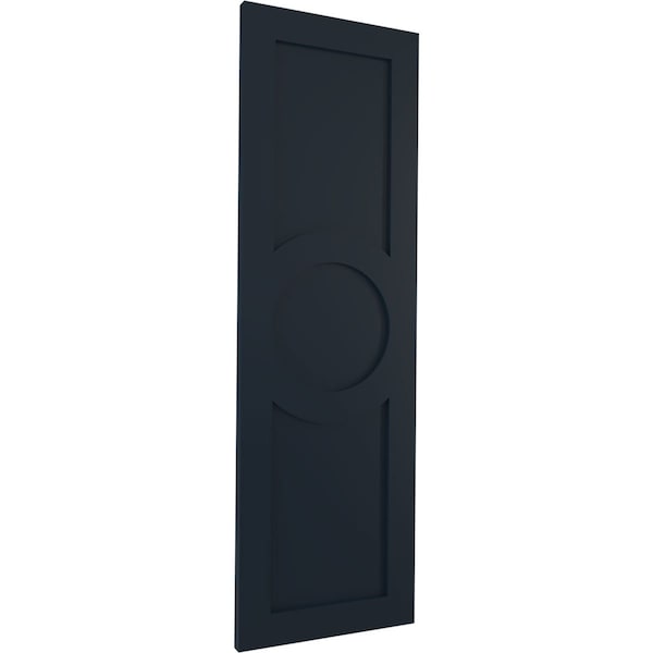 Ekena Millwork True Fit PVC Center Circle Arts & Crafts Fixed Mount Shutters, Starless Night Blue, 12W x 56H, PR - TFP001AC12X056OB