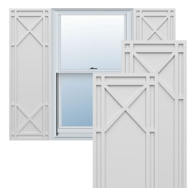 Ekena Millwork True Fit PVC Bungalow Fixed Mount Shutters, White, 12W x 58H, PR - TFP001BG12X058WH