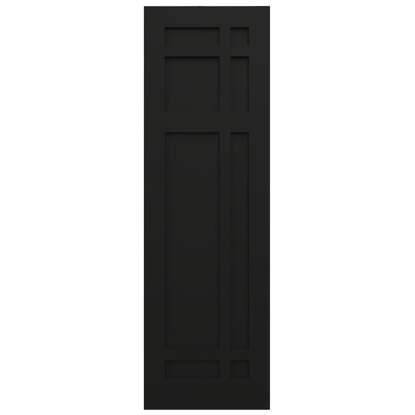 Ekena Millwork True Fit PVC San Juan Capistrano Mission Style Fixed Mount Shutters, Black, 18W x 34H, PR - TFP001SJ18X034BL