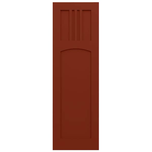Ekena Millwork True Fit PVC San Miguel Mission Style Fixed Mount Shutters, Pepper Red, 15W x 45H, PR - TFP001SM15X045MR