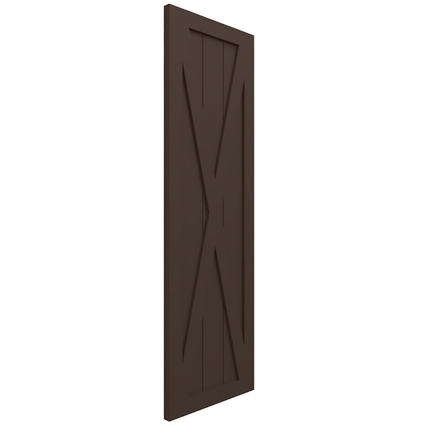 Ekena Millwork True Fit PVC Single X-Board Farmhouse Fixed Mount Shutters, Raisin Brown, 12W x 26H, PR - TFP001FH12X026TB