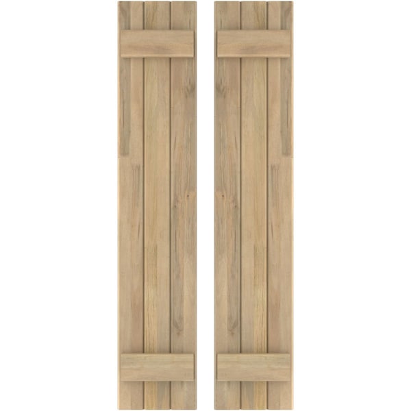 Ekena Millwork Americraft 3-Board (2 Batten) Exterior Real Wood Joined Board-n-Batten Shutters, ARW101BB311X34UNH, PR - ARW101BB311X34UNH