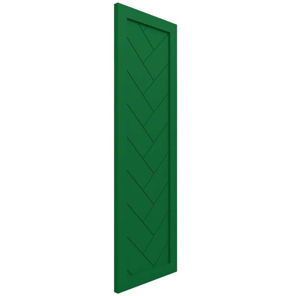 Ekena Millwork True Fit PVC Single Panel Herringbone Modern Style Fixed Mount Shutters, Viridian Green, 18"W x 66"H - TFP001HB18X066HG