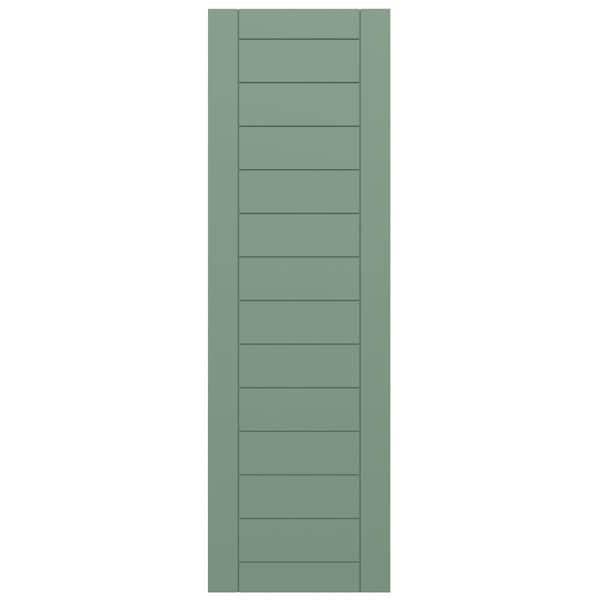 Ekena Millwork True Fit PVC Horizontal Slat Framed Modern Style Fixed Mount Shutters, Track Green, 18W x 47H, PR - TFP001HF18X047TG