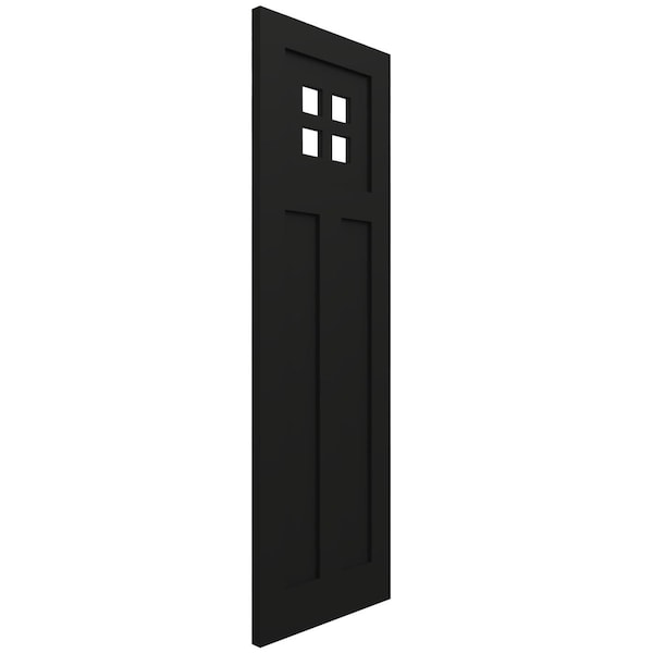 Ekena Millwork True Fit PVC San Antonio Mission Style Fixed Mount Shutters, Black, 18W x 70H, PR - TFP001ST18X070BL