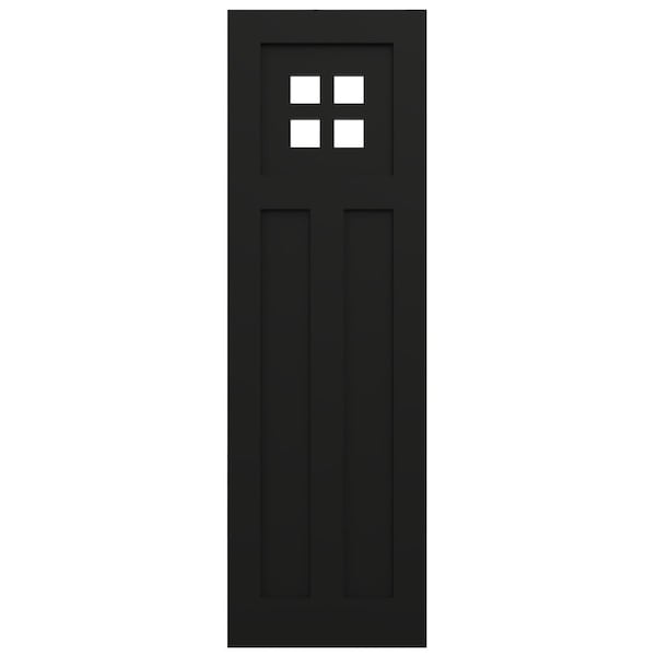 Ekena Millwork True Fit PVC San Antonio Mission Style Fixed Mount Shutters, Black, 18W x 70H, PR - TFP001ST18X070BL
